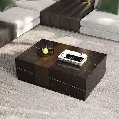 Walnut and Marble Modern Coffee Table